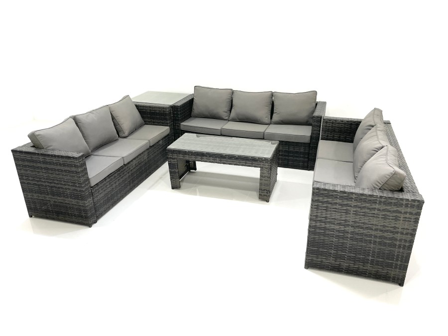 Click to view product details and reviews for Fimous Outdoor Garden Furniture Set 9 Seater Rattan Sofa Set With Coffee Table Side Table Dark Grey Mixed. Click to view product details and reviews for Fimous Outdoor Garden Furniture Set 9 Seater Rattan Sofa Set With Coffee Table Side Table Dark Grey Mixed.