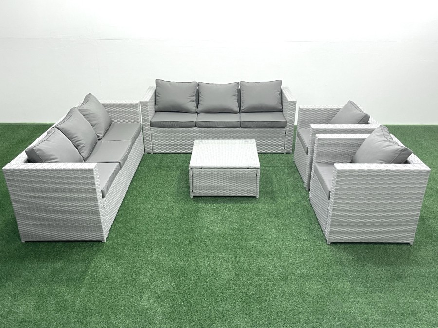 Click to view product details and reviews for Fimous Outdoor Rattan Sofa Garden Furniture Set With 2 Armchairs Square Coffee Table Light Grey Mixed. Click to view product details and reviews for Fimous Outdoor Rattan Sofa Garden Furniture Set With 2 Armchairs Square Coffee Table Light Grey Mixed.