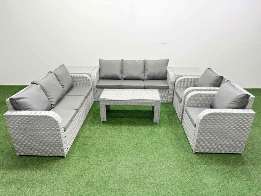 Click to view product details and reviews for Fimous Pe Rattan High Back Lounge Sofa Set Patio Oblong Coffee Table Chairs Set With 3 Seater Sofa Reclining Chair 2 Side Table Light Grey. Click to view product details and reviews for Fimous Pe Rattan High Back Lounge Sofa Set Patio Oblong Coffee Table Chairs Set With 3 Seater Sofa Reclining Chair 2 Side Table Light Grey.