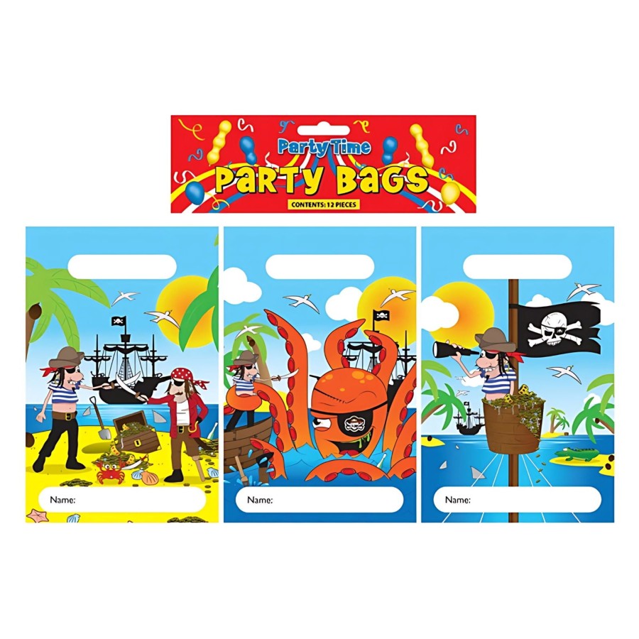 Click to view product details and reviews for 12 Kids Pirate Themed Party Bags 15 X 22cm.