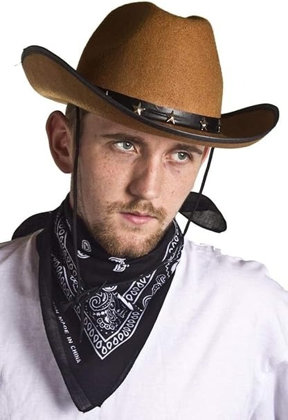 Brown Star Studded Cowboy Hat and Bandana Set