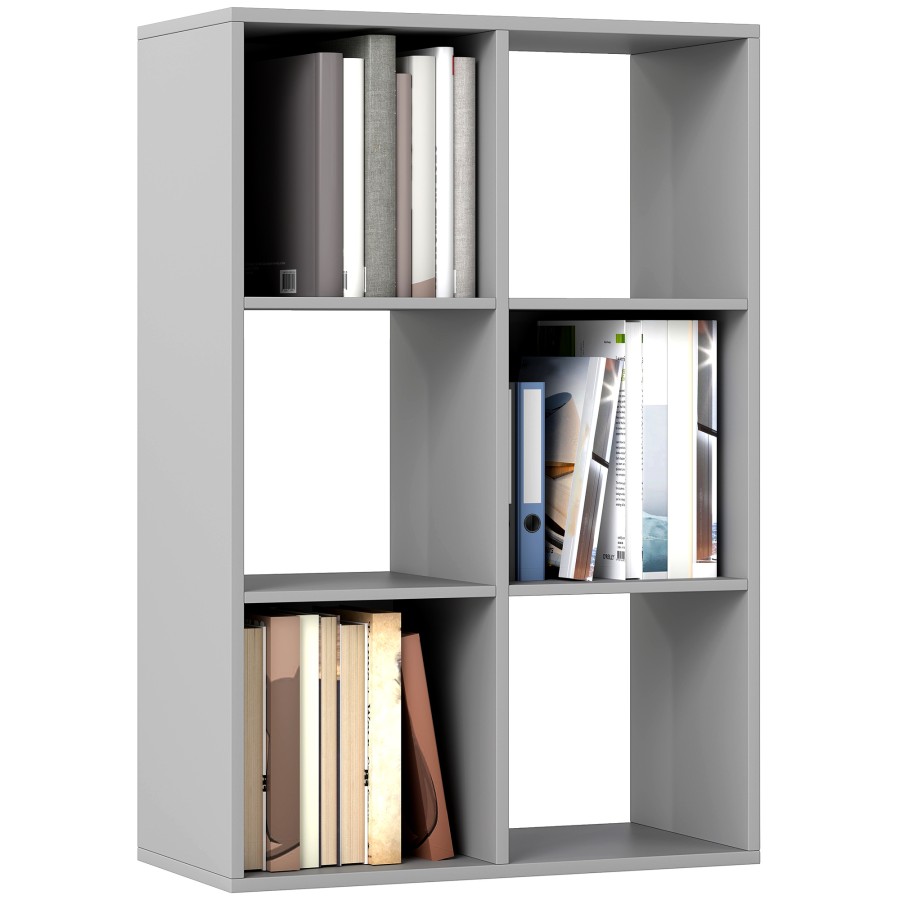 Click to view product details and reviews for Homcom 6 Cube Bookshelf Modern Freestanding 3 Tier Bookcase Display Shelving Unit For Living Room Bedroom Home Office Study Light Grey.