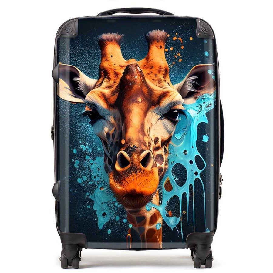 Click to view product details and reviews for Blue Giraffe Face Splashart Suitcase Medium.
