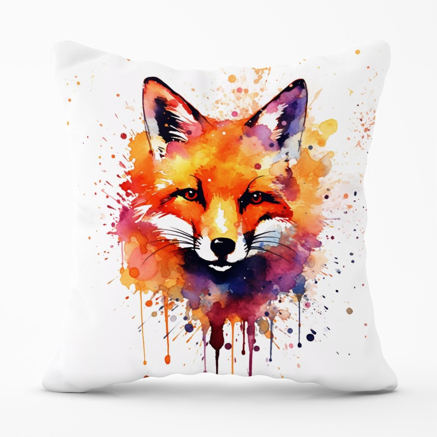 Watercolour Splashart Fox Face Cushions
