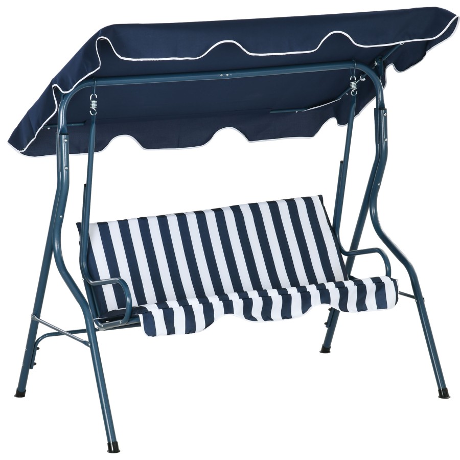 Click to view product details and reviews for Outsunny 3 Person Garden Swing Chair W Adjustable Canopy Blue Stripes.