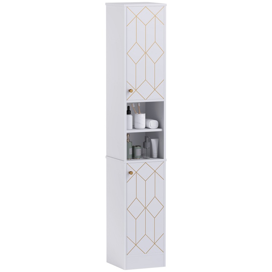 Click to view product details and reviews for Homcom Tall Bathroom Storage Cabinet With Doors Slim Bathroom Storage Unit With Adjustable Shelves Freestanding Bathroom Storage Unit White.