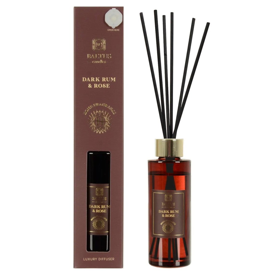 Click to view product details and reviews for Luxury Scented Reed Diffuser Home Fragrance Slim Glass Jar 90ml Dark Rum Rose.