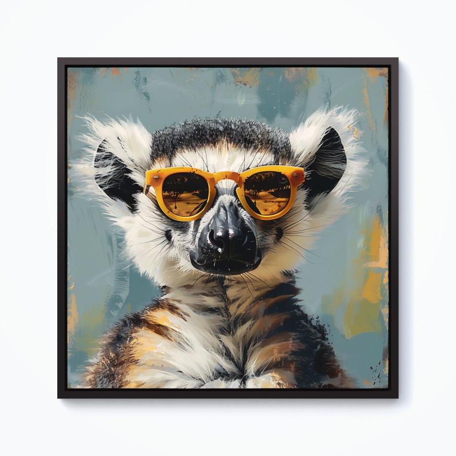 Click to view product details and reviews for Lemur In Glasses Framed Canvas 10 X 10 Black.