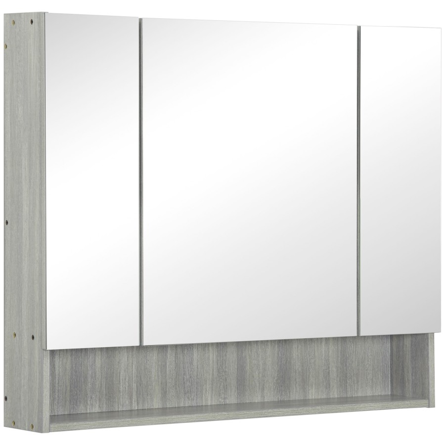 Click to view product details and reviews for Kleankin Bathroom Cabinet Wall Mounted Mirror Storage Adjustable Shelves Grey.