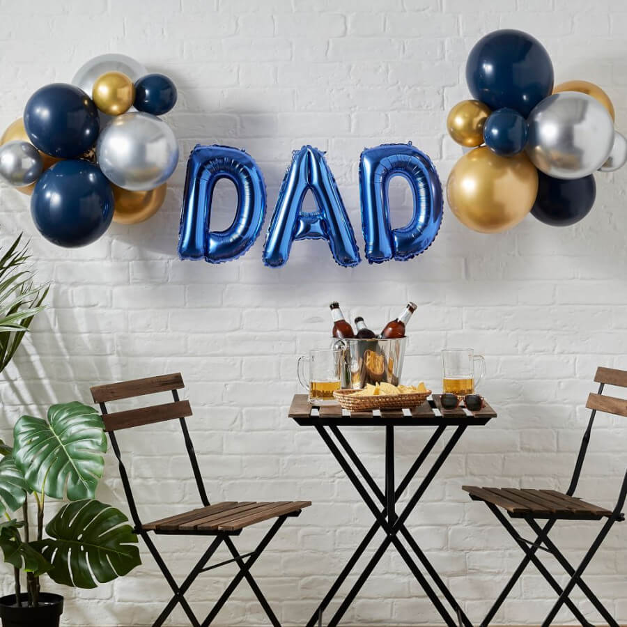 Blue Dad Balloon Bunting Fathers Day Birthday Hanging Decoration Backdrop