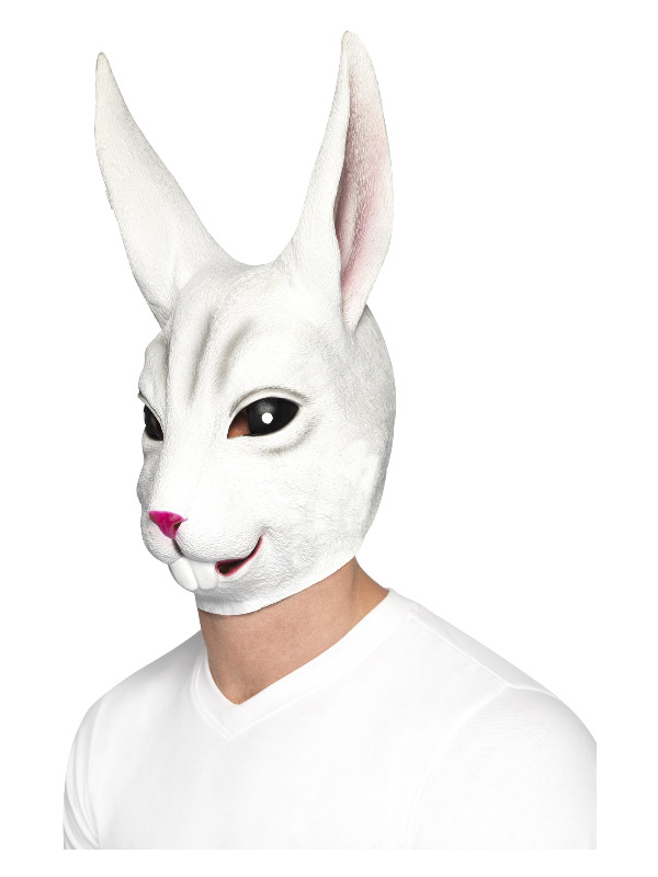 Click to view product details and reviews for Rabbit Mask White Full Overhead Latex Costume.
