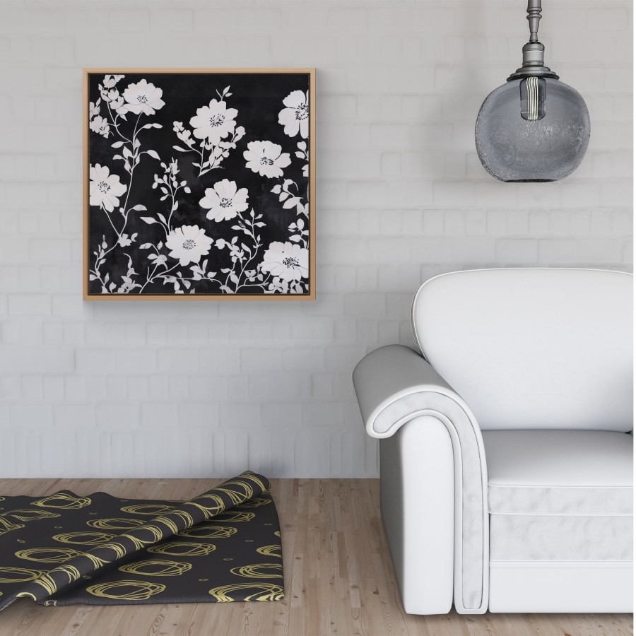 Click to view product details and reviews for Black And White Floral Silhouette Framed Canvas 16 X 16 Pine.