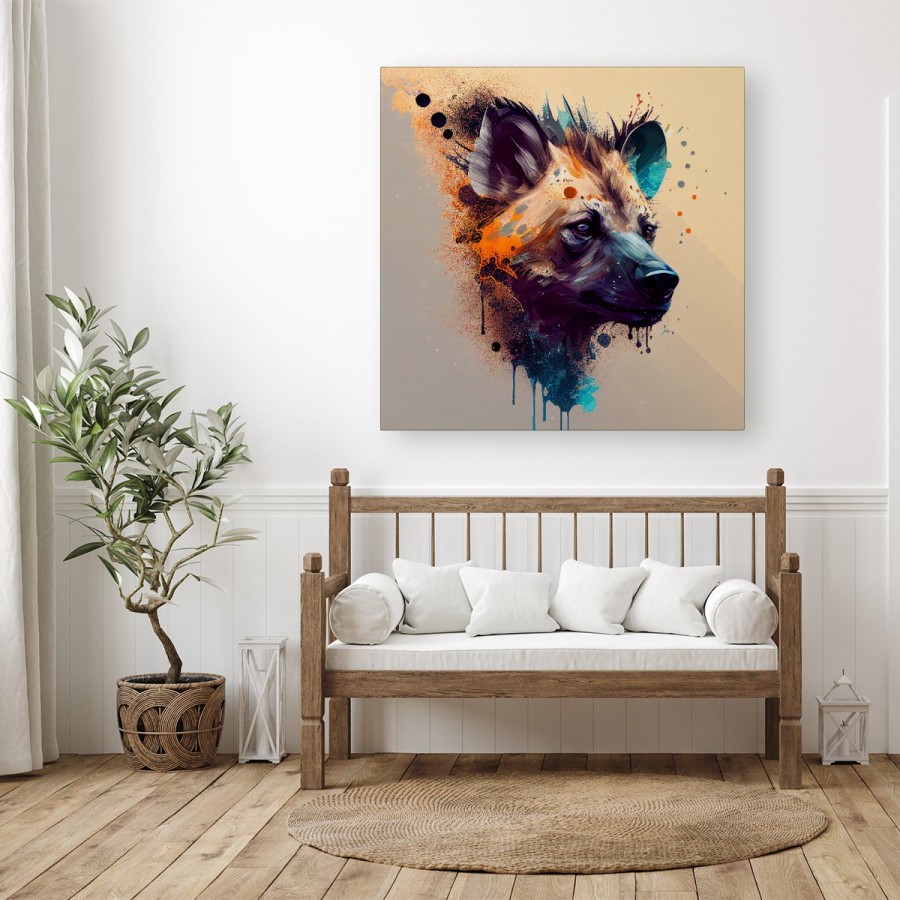 Click to view product details and reviews for Hyena Face Splashart Light Background Canvas Medium 16 X 16.