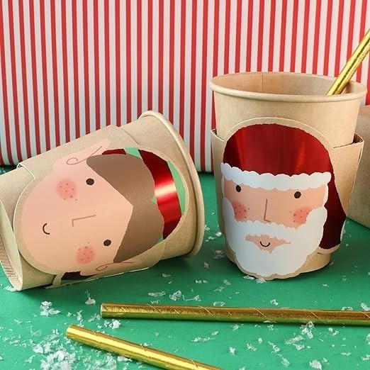 Pack of 10 Christmas Cups - Santa and Elf Cups