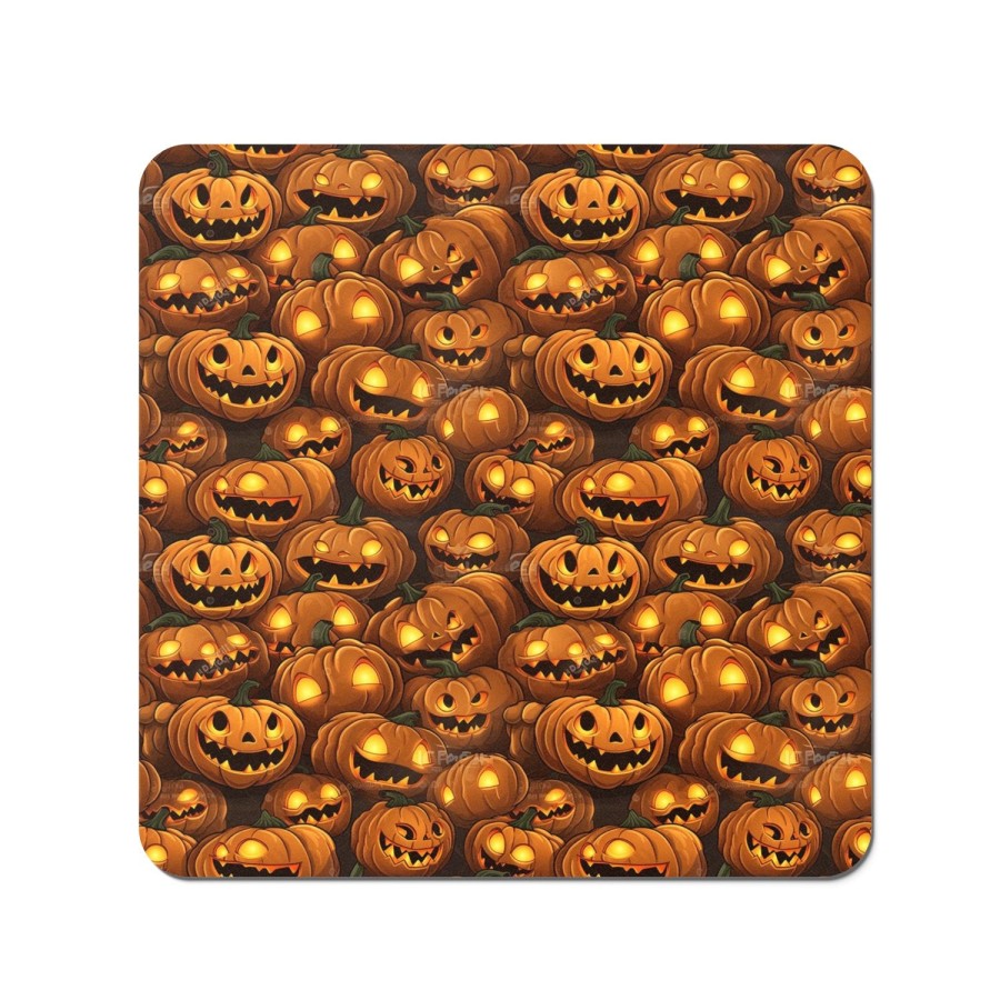 Click to view product details and reviews for Grinning Lanterns Pumpkins With Glowing Eyes Coasters.