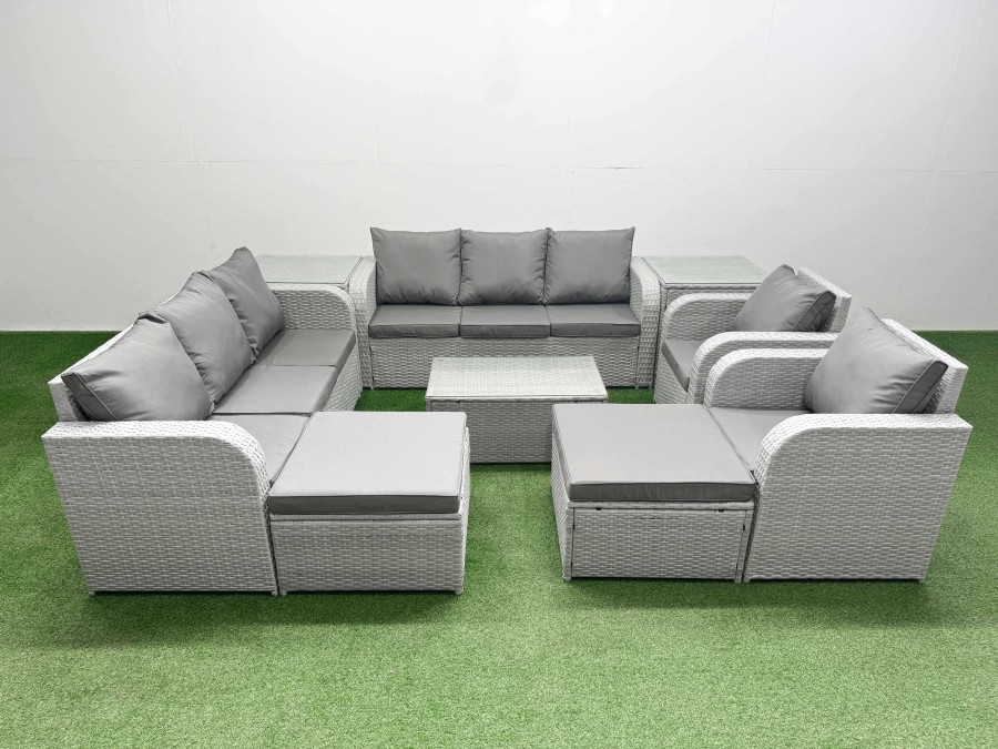 Click to view product details and reviews for Fimous Pe Rattan High Back Lounge Sofa Set Patio Coffee Table Chairs Set With 3 Seater Sofa Reclining Chair 2 Big Footstool 2 Side Table Light Grey. Click to view product details and reviews for Fimous Pe Rattan High Back Lounge Sofa Set Patio Coffee Table Chairs Set With 3 Seater Sofa Reclining Chair 2 Big Footstool 2 Side Table Light Grey.