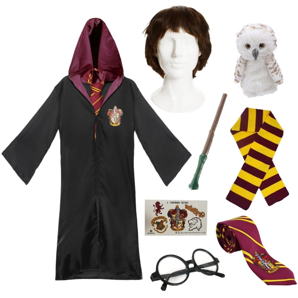 Click to view product details and reviews for Adults Harry Potter Costume 8 Pcs Robe Tie Wig Wand Glasses Tattoos Scarf Owl Large.