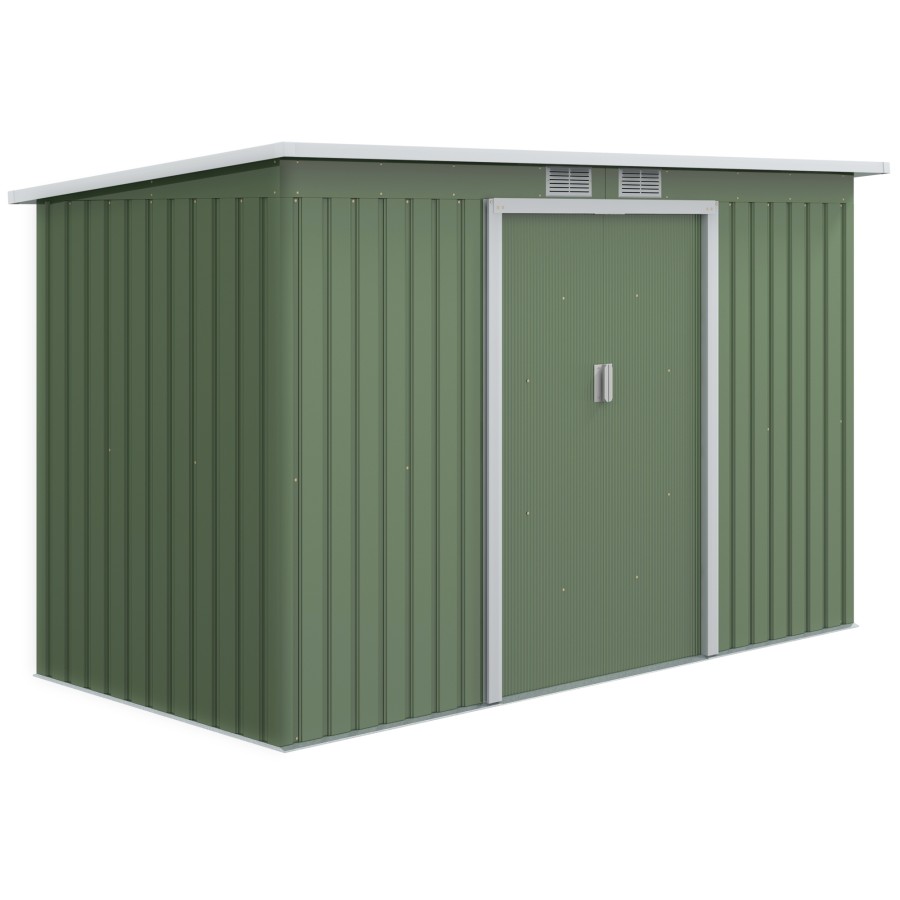 Click to view product details and reviews for Outsunny 9ft X 4ft Corrugated Garden Metal Storage Shed Outdoor Equipment Tool Box With Kit Ventilation Doors Light Green.