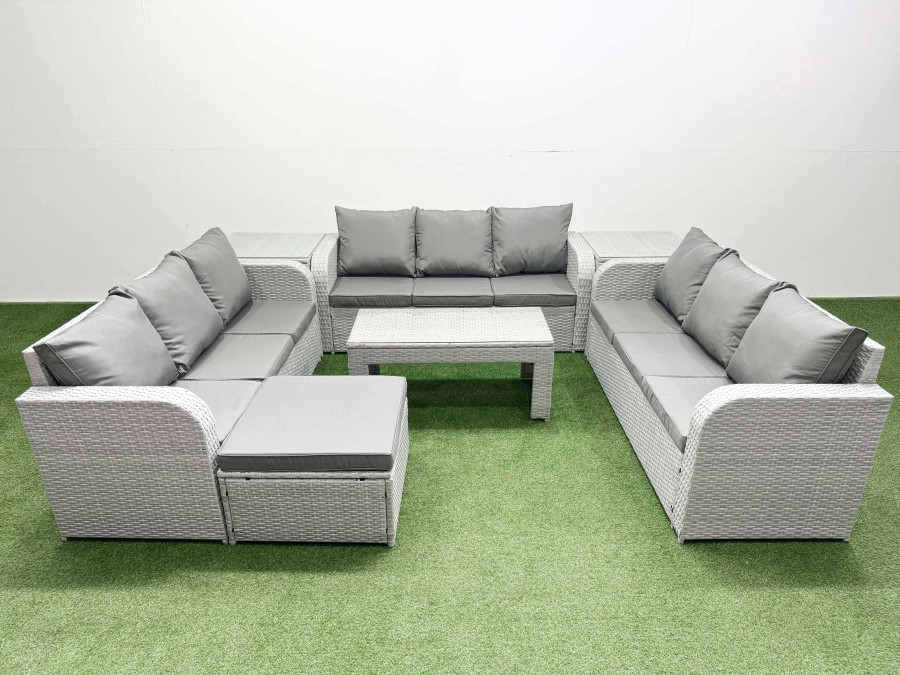 Click to view product details and reviews for Fimous Pe Rattan Lounge Sofa Set 10 Seater Outdoor Garden Furniture Set With Oblong Coffee Table 3 Seater Sofa Big Footstool 2 Side Table Light Grey. Click to view product details and reviews for Fimous Pe Rattan Lounge Sofa Set 10 Seater Outdoor Garden Furniture Set With Oblong Coffee Table 3 Seater Sofa Big Footstool 2 Side Table Light Grey.