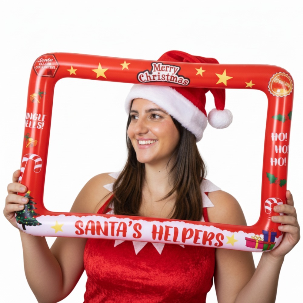Click to view product details and reviews for Red Inflatable Christmas Photo Frame Santa Hat 80 X 60cm.