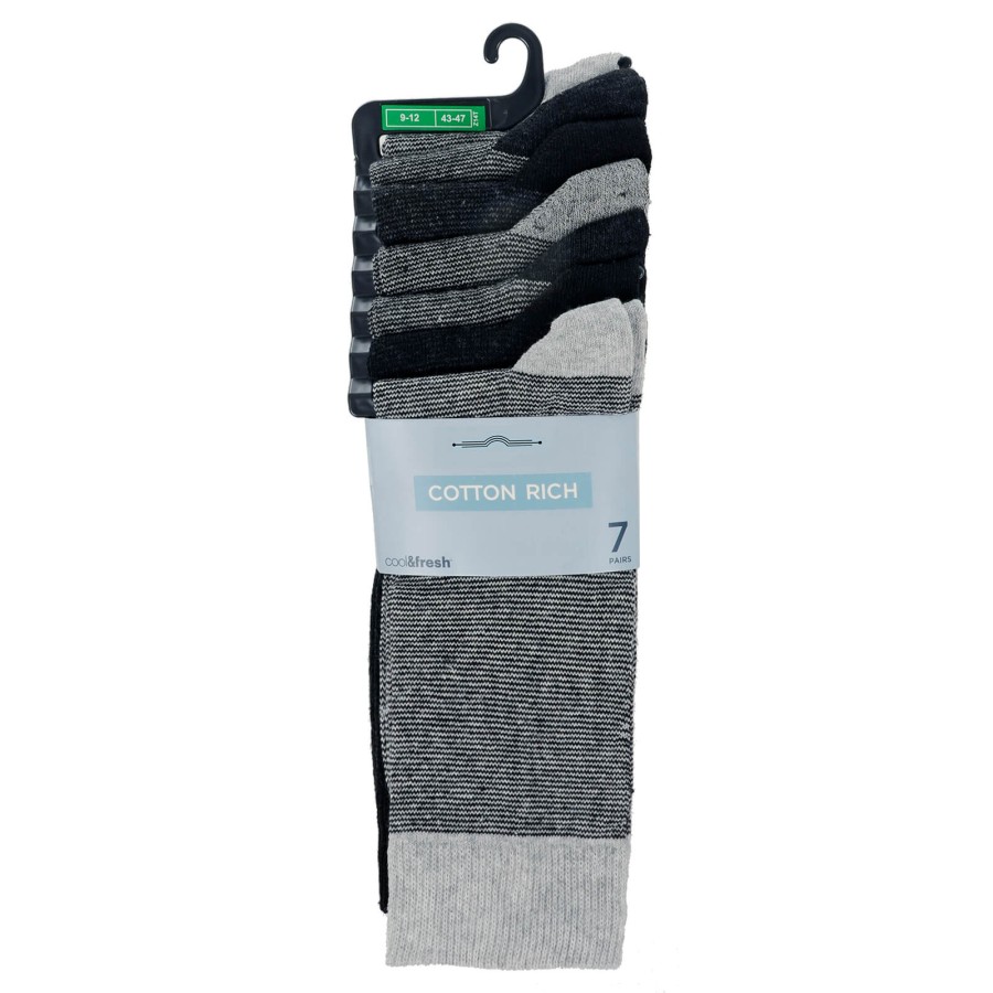Mens 7 Pack Socks Cotton Rich Cool Fresh Stretch Size 9-12