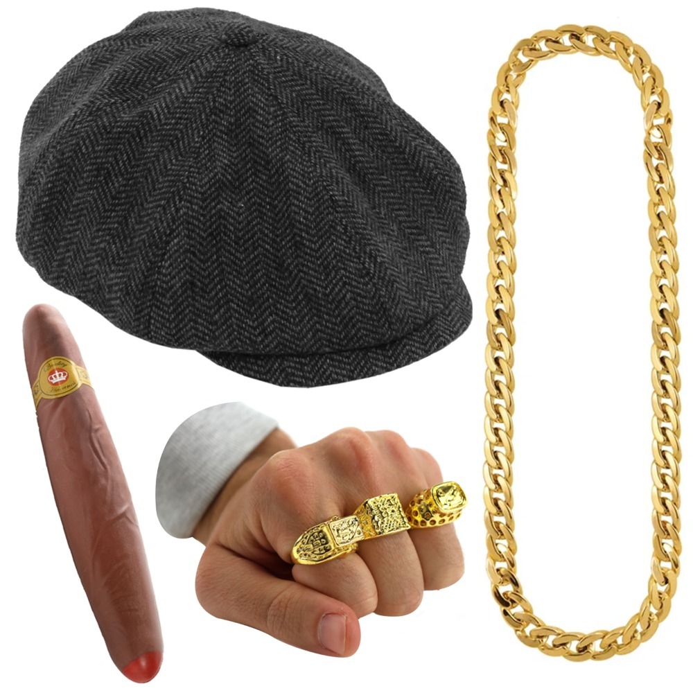 Click to view product details and reviews for Del Boy Accessory Set 4 Pcs Hat Chain Cigar Gold Rings. Click to view product details and reviews for Del Boy Accessory Set 4 Pcs Hat Chain Cigar Gold Rings.
