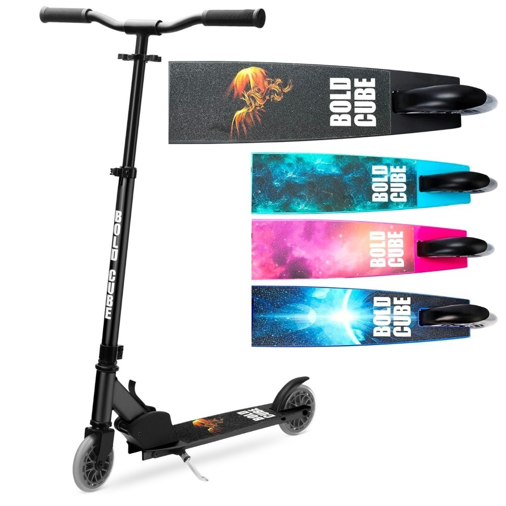 Deluxe 2 Wheel Scooter for Kids Ages 6-14 Years - Foldable & Height Adjustable - Black