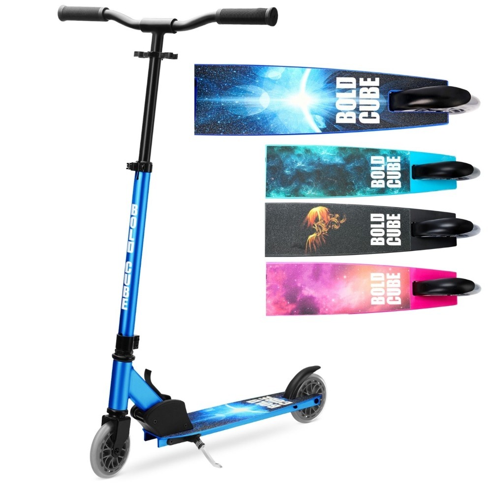 Deluxe 2 Wheel Scooter for Kids Ages 6-14 Years - Foldable & Height Adjustable - Sapphire Blue