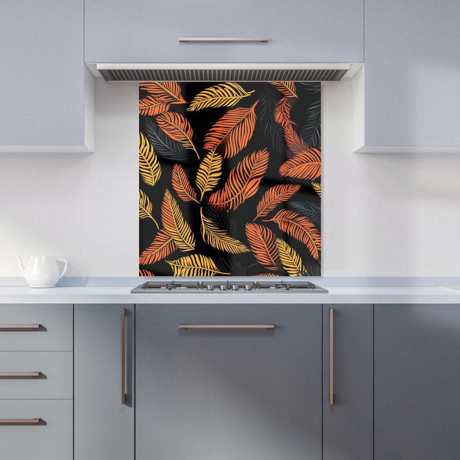 Click to view product details and reviews for Orange Feather Leaves Kitchen Splashback W700mm X H650mm.