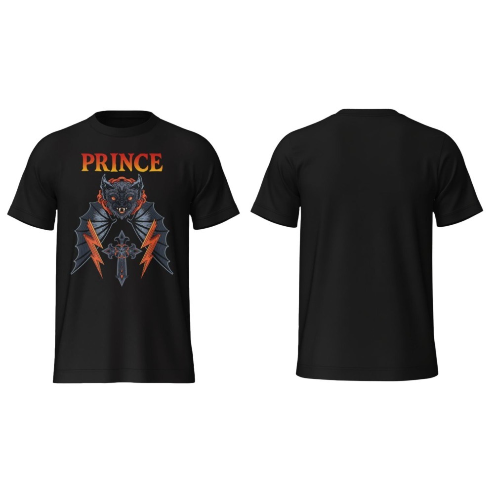 Prince of Darkness Costume | 5 Pcs | T-Shirt, Wig, Glasses & Cross Necklace