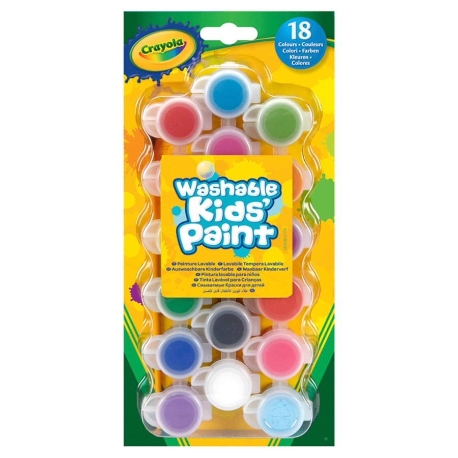 Crayola Washable Paint Set 18 Colours Pods with Paint Brush