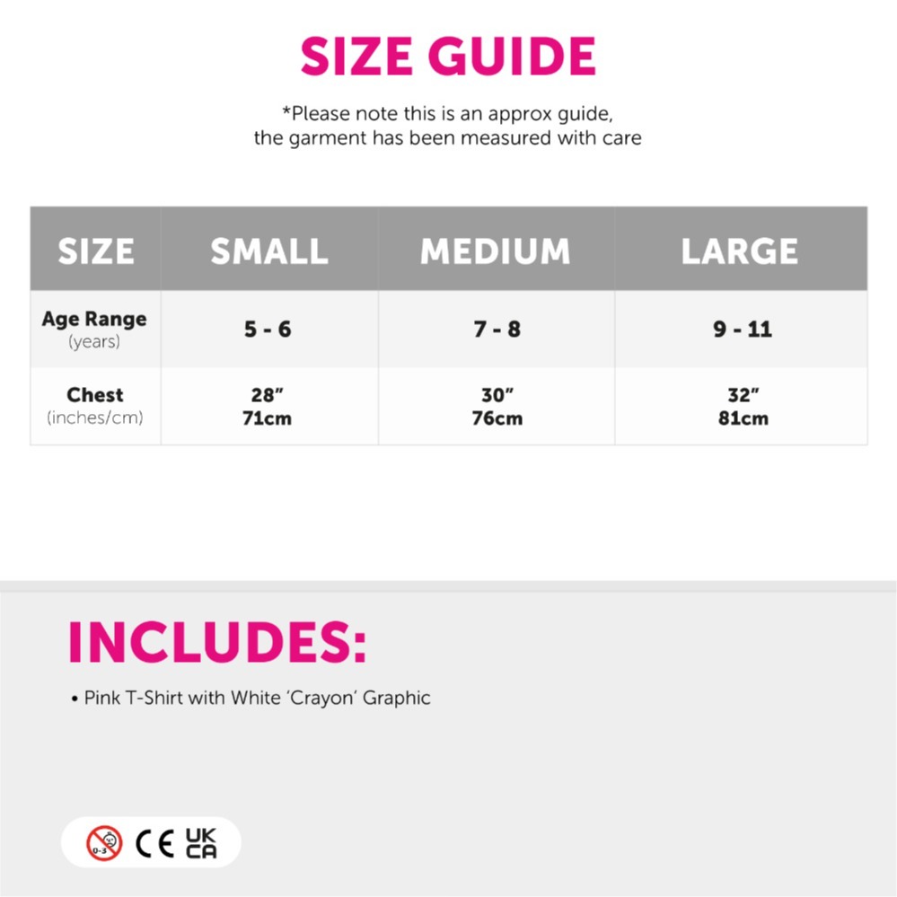 Girl's Pink Crayon T-Shirt – Fun Kids Costume Top for Parties, Dress-Up & School Events