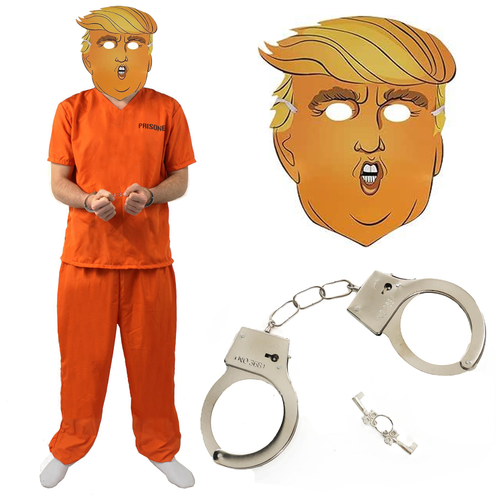 Click to view product details and reviews for Adults Prisoner Costume With Handcuffs With Trump Mask 2xl.