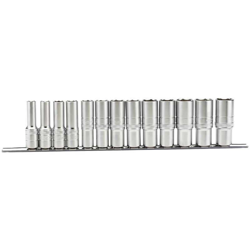 Draper 1/2" Sq. Dr. Imperial Deep Sockets on a Metal Rail (13 Piece) (16500)