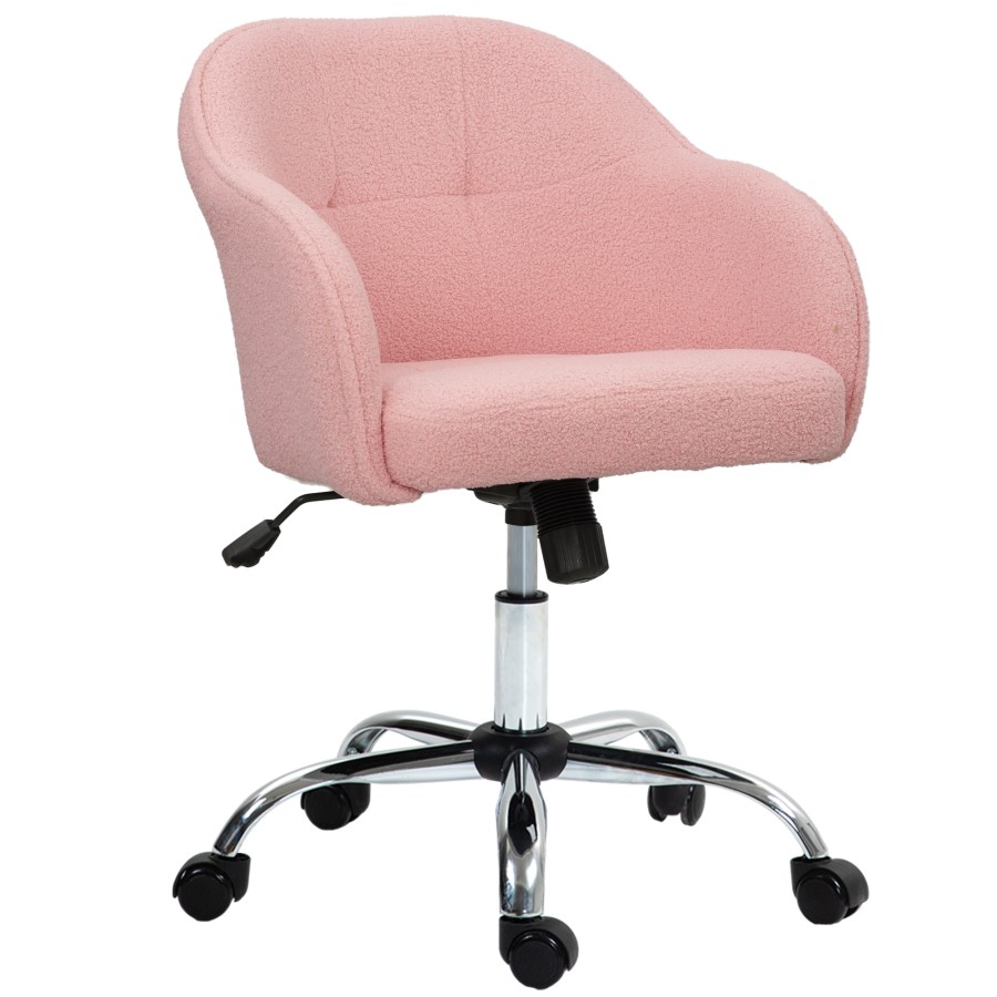 Click to view product details and reviews for Homcom Office Chair Teddy Fleece Swivel Computer Desk Chair Makeup Vanity Seat With Adjustable Height For Home Study Bedroom Pink.
