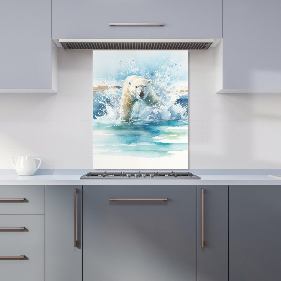 Click to view product details and reviews for Hunting Polar Bear Watercolour Kitchen Splashback W600mm X H750mm.