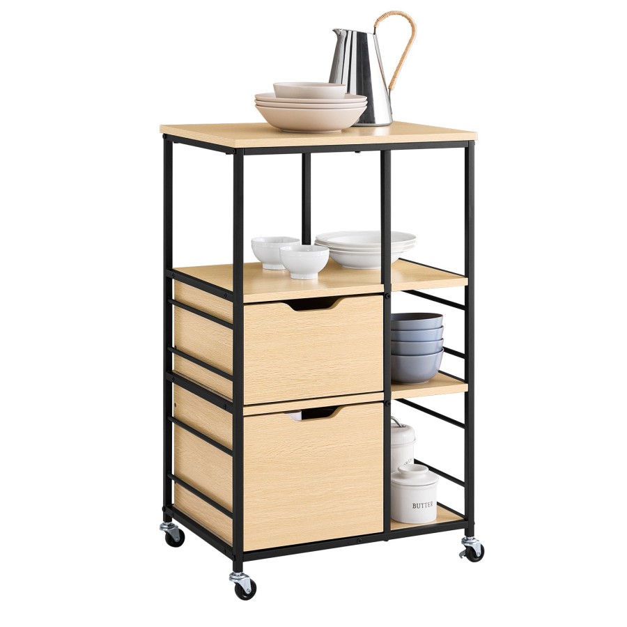 Click to view product details and reviews for Sobuy Fkw111 N Kitchen Cart With Drawers And Shelves Compact Trolley Island Unit With Wheels Storage Cabinet Tea Trolley Vegetable Stand Small Si.