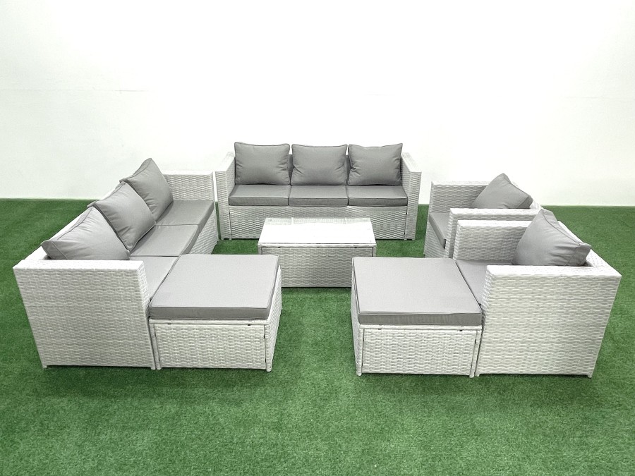 Click to view product details and reviews for Fimous Outdoor Rattan Sofa Garden Furniture Set With 2 Armchairs Oblong Coffee Table 2 Big Footstools Light Grey Mixed. Click to view product details and reviews for Fimous Outdoor Rattan Sofa Garden Furniture Set With 2 Armchairs Oblong Coffee Table 2 Big Footstools Light Grey Mixed.