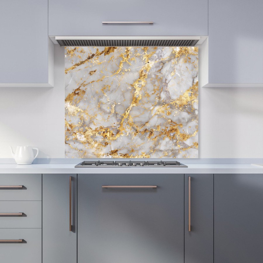 Gold Quartz Effect Kitchen Splashback