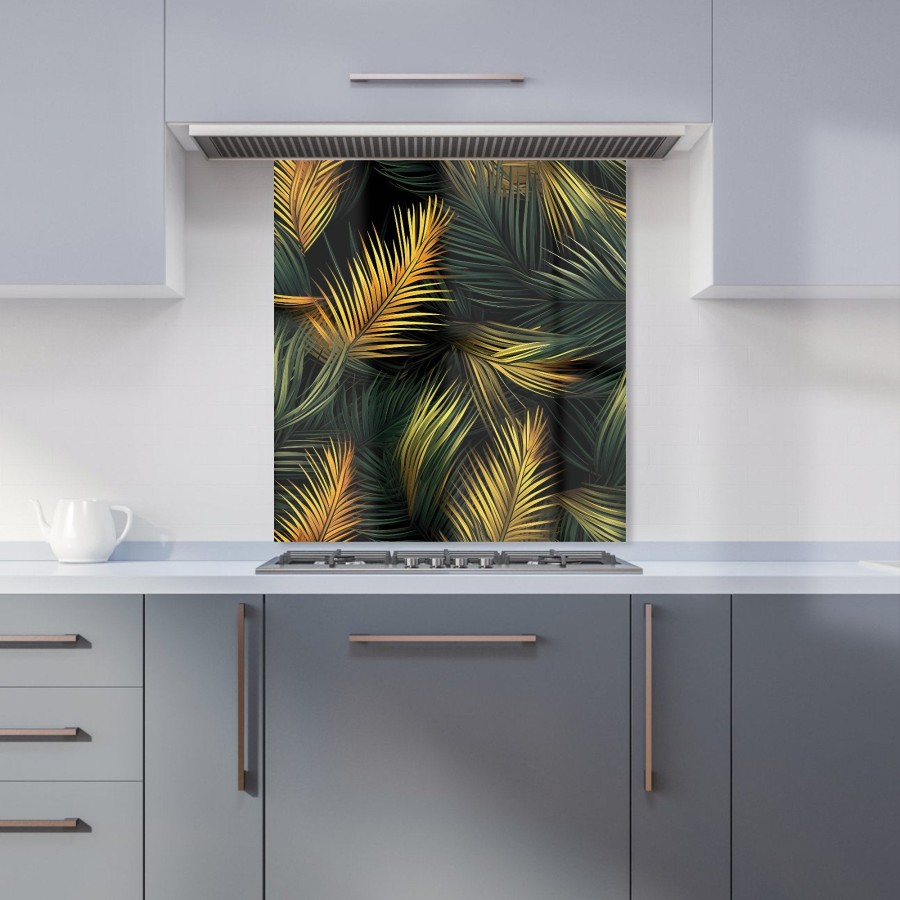 Click to view product details and reviews for Golden Palm Leaves Kitchen Splashback W600mm X H650mm.