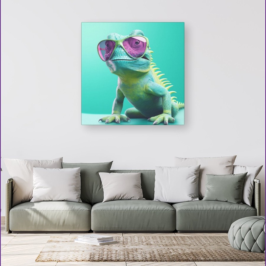 Click to view product details and reviews for Happy Splashart Iguana Wearing Glasses Canvas Extra Large 40 X 40.