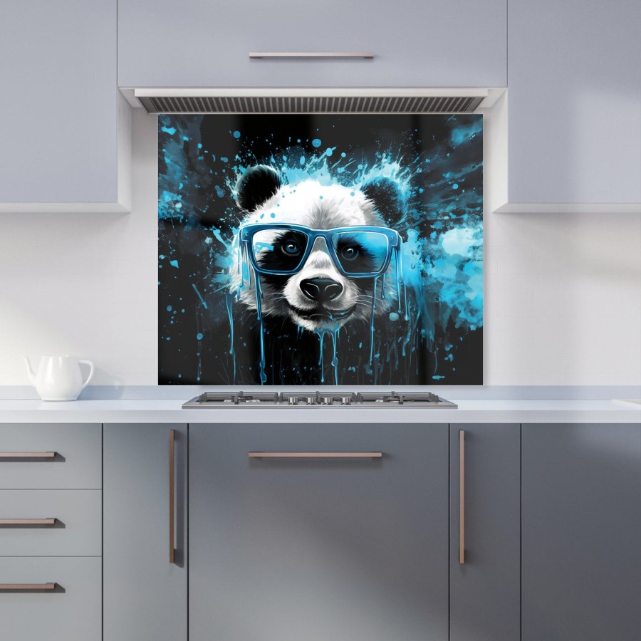 Blue Splashart Panda Face Kitchen Splashback