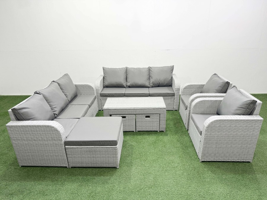 Click to view product details and reviews for Fimous Pe Rattan High Back Lounge Sofa Set Patio Oblong Coffee Table Chairs Set With 3 Seater Sofa Reclining Chair 3 Stools Light Grey. Click to view product details and reviews for Fimous Pe Rattan High Back Lounge Sofa Set Patio Oblong Coffee Table Chairs Set With 3 Seater Sofa Reclining Chair 3 Stools Light Grey.
