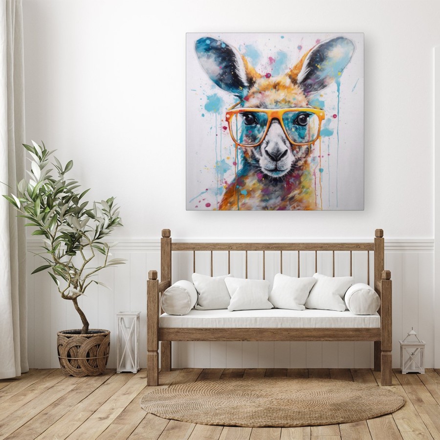 Click to view product details and reviews for Splashart Kangaroo In Glasses Canvas Large 30 X 30.