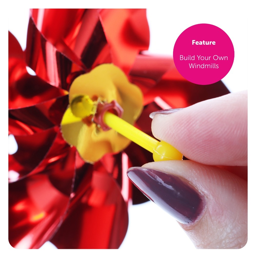 Pack of 6 Large 19.5cm Mini DIY Windmills
