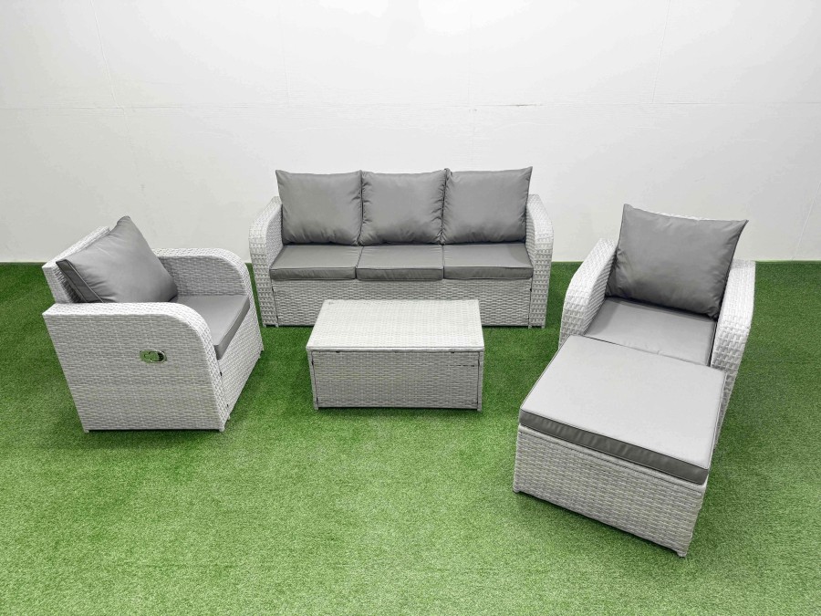 Click to view product details and reviews for Fimous Pe Rattan Garden Furniture Set Reclining Chair Sofa Lounge Sofa Set Oblong Coffee Table Big Footstool Light Grey. Click to view product details and reviews for Fimous Pe Rattan Garden Furniture Set Reclining Chair Sofa Lounge Sofa Set Oblong Coffee Table Big Footstool Light Grey.