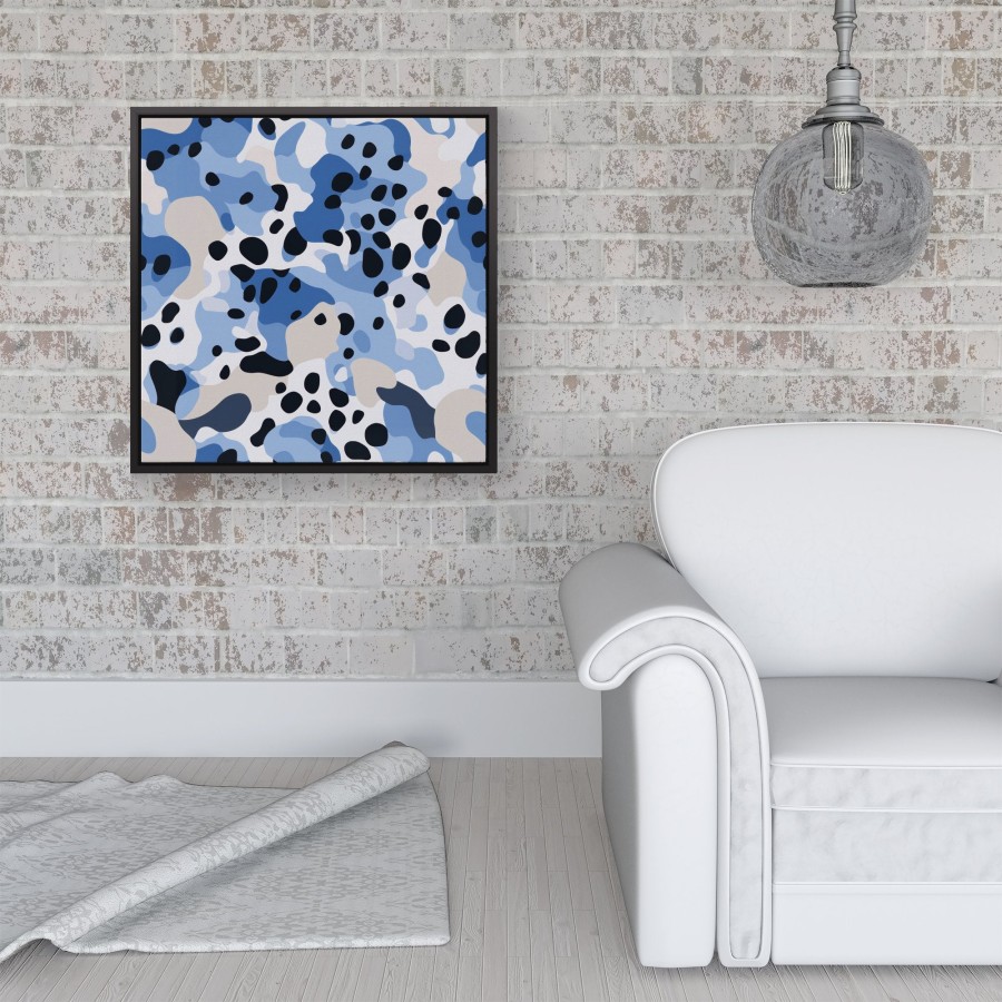 Click to view product details and reviews for Blue Camouflage Pattern Framed Canvas 16 X 16 Black.