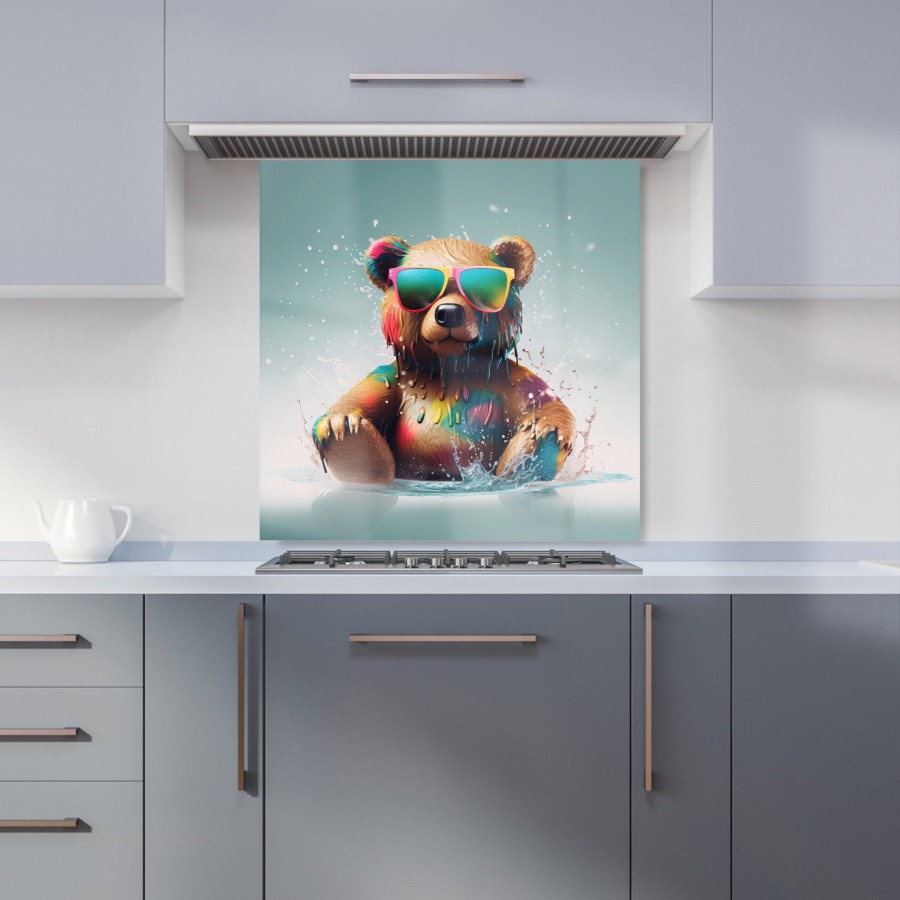 Click to view product details and reviews for Splashart Bear In Glasses Kitchen Splashback W600mm X H600mm.
