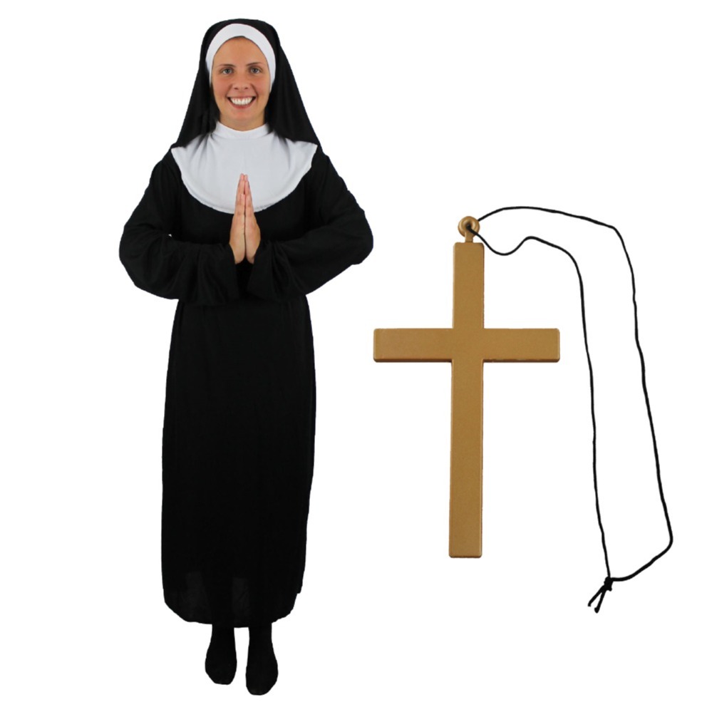 Click to view product details and reviews for Womens Nun Costume With Cross Necklace Xl.