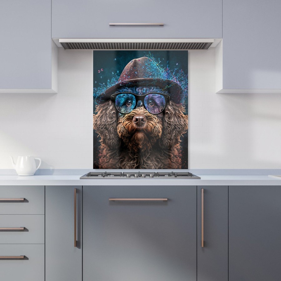 Click to view product details and reviews for Labradoodle Dog With Glasses Splashart Kitchen Splashback W600mm X H750mm.